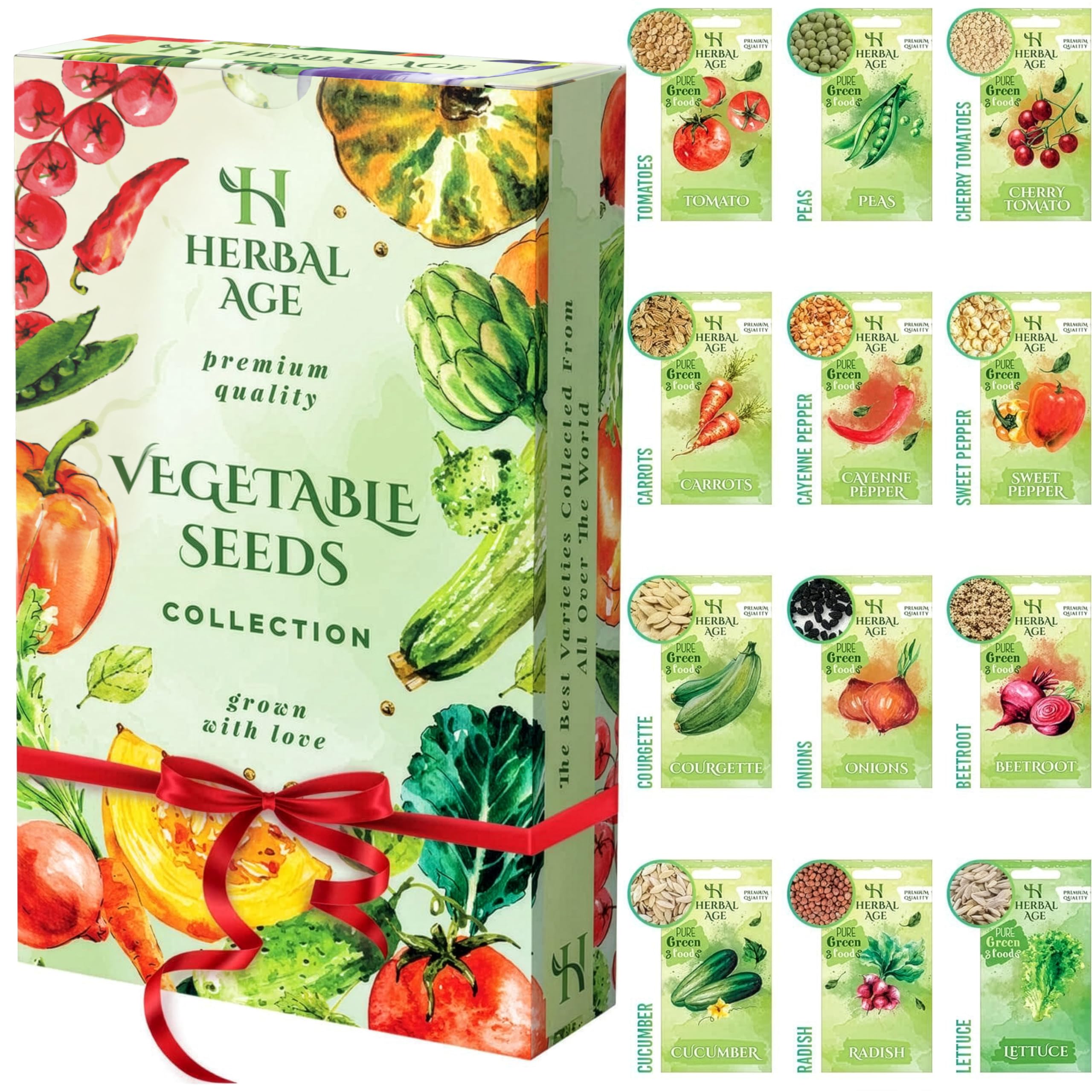 Grow Your Own Kits - 12 Vegetable Plants Seed Box: Courgette, Chilli, Tomato Seeds, 5100 Vegetable Seeds for Planting UK - Unusual Gardening Gifts for Women & Garden Gifts for Men, Allotment Gifts