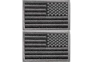 FRTKK 2 Pieces Tactical USA Flag Patch American Flag US United States of America Regular and Reverse Military Uniform Emblem Patches (Black & Gray - 2 Packs Reverse)