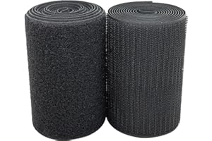 ECOHomes 4 Inch Wide x 6 FT Sew On Hook and Loop Tape for Fabric Roll, Sewable Sew-On Strips for Fabric, Clothing, Clothes | Non Adhesive Sewing Fabric Fastener Straps, Easy Sew in, Strong, Black