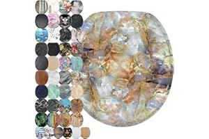 SANILO Wooden Toilet Seat with Soft Close [ROUND] - Decorative, Quiet & Slow Close Molded Wood Seat - With Strong Bumpers & Hinges - Adjustable Fit – Marble Brown