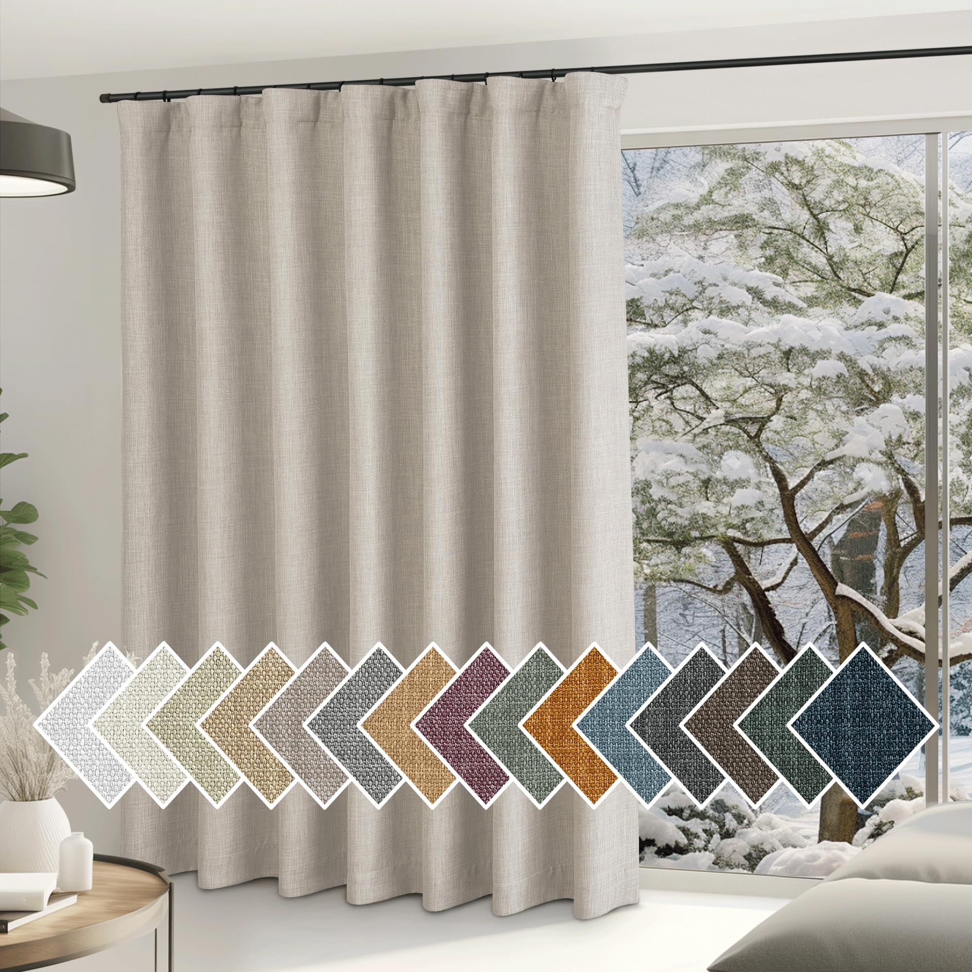 NICETOWN Room Darkening Patio Curtains for Sliding Door, Hook Belt/Rod Pocket/Back Tab Thermal Window Treatment Room Divider Curtains for Bedroom/Living Room, Angora, W100 x L84, 1 Panel Image NICETOWN Room Darkening Patio Curtains for Sliding Door, Hook Belt/Rod Pocket/Back Tab Thermal Window Treatment Room Divider Curtains for Bedroom/Living Room, Angora, W100 x L84, 1 Panel Image