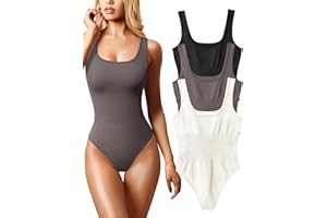 OQQ Women's 3 Piece Bodysuits Sexy Ribbed Sleeveless Square Neck Tank Tops Leotard 2025 Trendy Outfits