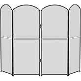 4-Panel Fireplace Screen,47.8" W x 31" H Foldable Black Spark Guard | Modern Metal Mesh Living Room Decorative Gate Cover,Baby Proof and Pet Safety,Home Decor,Easy to Assemble