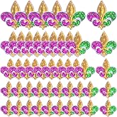 Daifunli 24 Pcs Mardi Sequin Iron on Patches Gras in 4 Sizes Shiny Patches Hat Embroidered Decorative Appliques for Hats Bags Jackets Jeans Backpacks Costume Clothing Accessory (Classic,Multicolor)