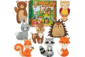 Craftorama Sewing Kit for Kids, Fun and Educational Animal Craft Set for Boys and Girls Age 7-12, Sew Your Own Felt Animals Craft Kit for Beginners, 165 Piece Set