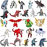 TwCare Set of 23 Monster x Kong: The New Empire,Mini Dinosaur Dragon Toys Action Figures, Evolved Basic Exquisite Battle Roar B.E.A.S.T. Glove Shimo Frost Bite Mecha King Ghidorah Cake Toppers Pack