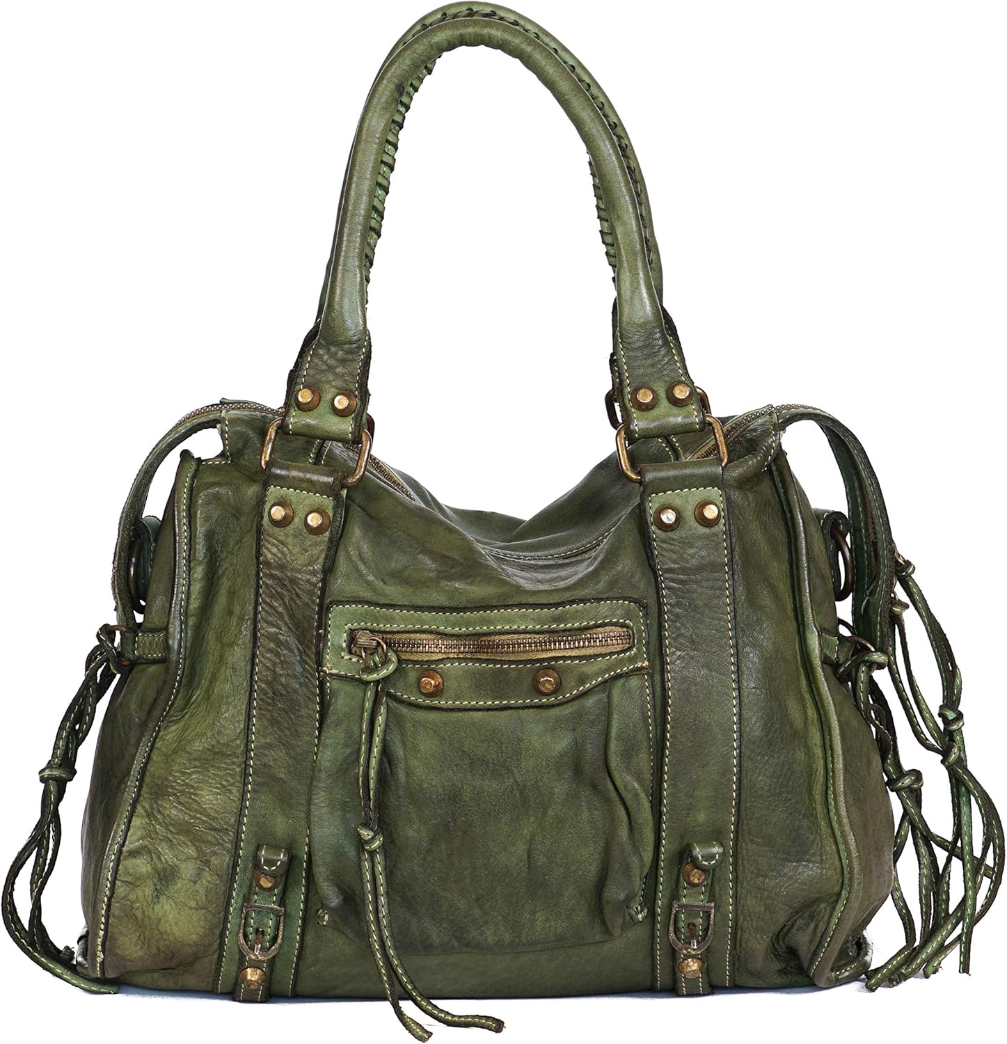 Women Top Handle Leather Bag Handmade Vintage Shoulder Bag Genuine