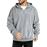 GINGTTO Mens Quarter Zip Pullover Hoodie Corduroy Sweatshirt Men Mock Neck