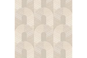 Hopepak Modern Geometric Wallpaper, Beige Herringbone Texture Peel and Stick Removable Wall Mural for Living Room Bedroom Off