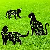 URATOT 3 Pack Metal Cat Garden Statues Black Cat Silhouette Cats Decorative Stakes Garden Outdoor Statues Animal Stakes for Yard Decor and Lawn Ornaments