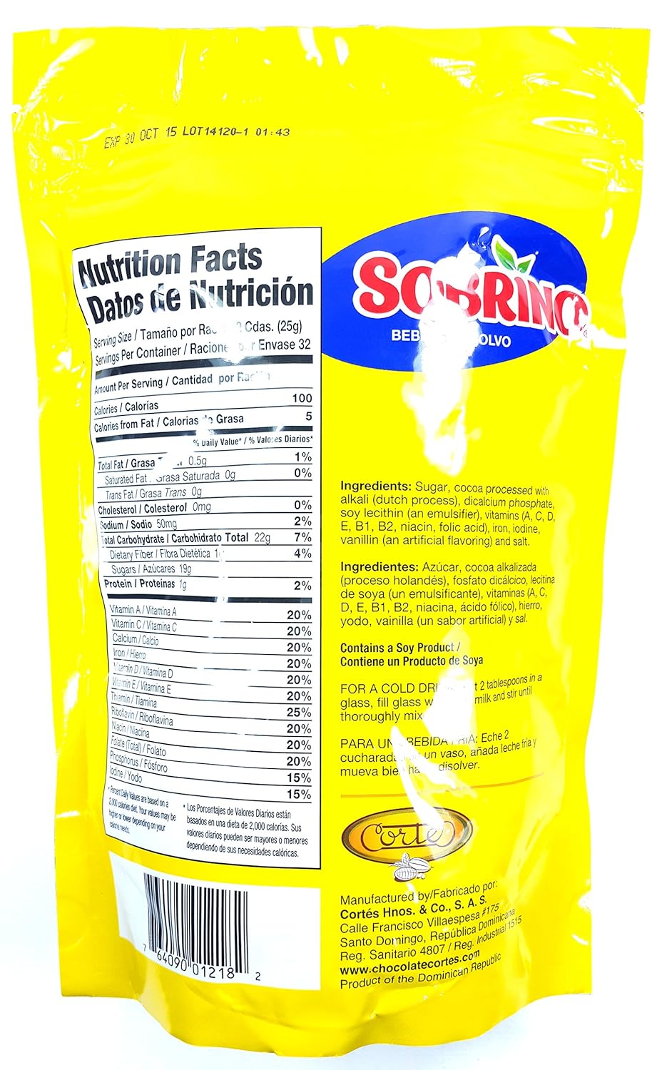 Amazon.com : Sweet Dominican Sobrino Chocolate Powder Bag En Polvo ...