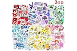 Water Bottle Stickers 300 Pcs Aesthetic Cute Sticker Pack for Kids Adult Teens, Waterproof Vinyl Autocollant Stickers for Lap