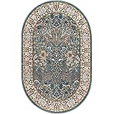 Unique Loom Narenj Collection Area Rug - Bristol (5' 3" x 8' Oval, Blue/ Beige)