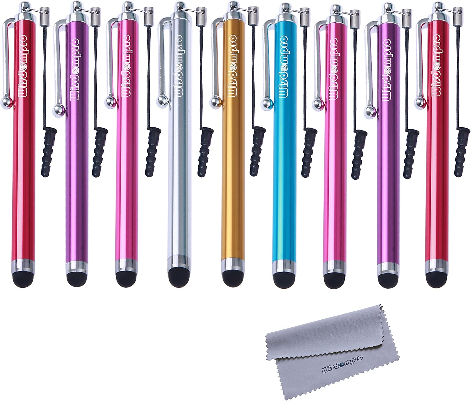 Wisdompro Stylus Pens for Touch Screens 9 Pack Universal Capacitive Stylus Pens with Lanyard Tether for iPhones iPads