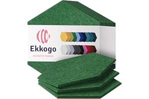Ekkogo Acoustic Panels 12-Pack Soundproof Wall Panels 14''X13''X0.4'' Sound Panels High Density Sound Dampening Panels - [Dark Green Hexagon]