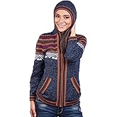Women’s Hooded Blue Melange Alpaca Sweater