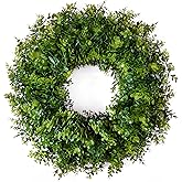FPROOM 22IN Artificial Boxwood Wreaths for Front Door,Spring Summer All Season Wreath,Green Wreath Suitable for Wall、Door、Farmhouse 、Indoor、Outdoor Decor