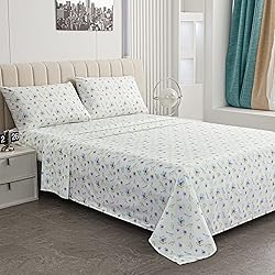 softan Floral Queen Sheet Set Blue Dandelion Flower