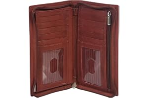 LB LEATHERBOSS Genuine Leather Checkbook Cover Zippered