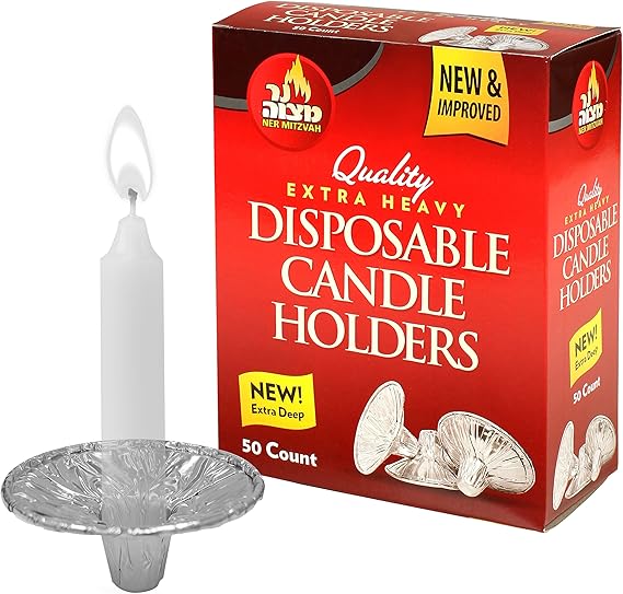 Disposable Foil Candle Holders Heavy Duty Aluminum Protector Bobeches, Drip Guard Candlestick