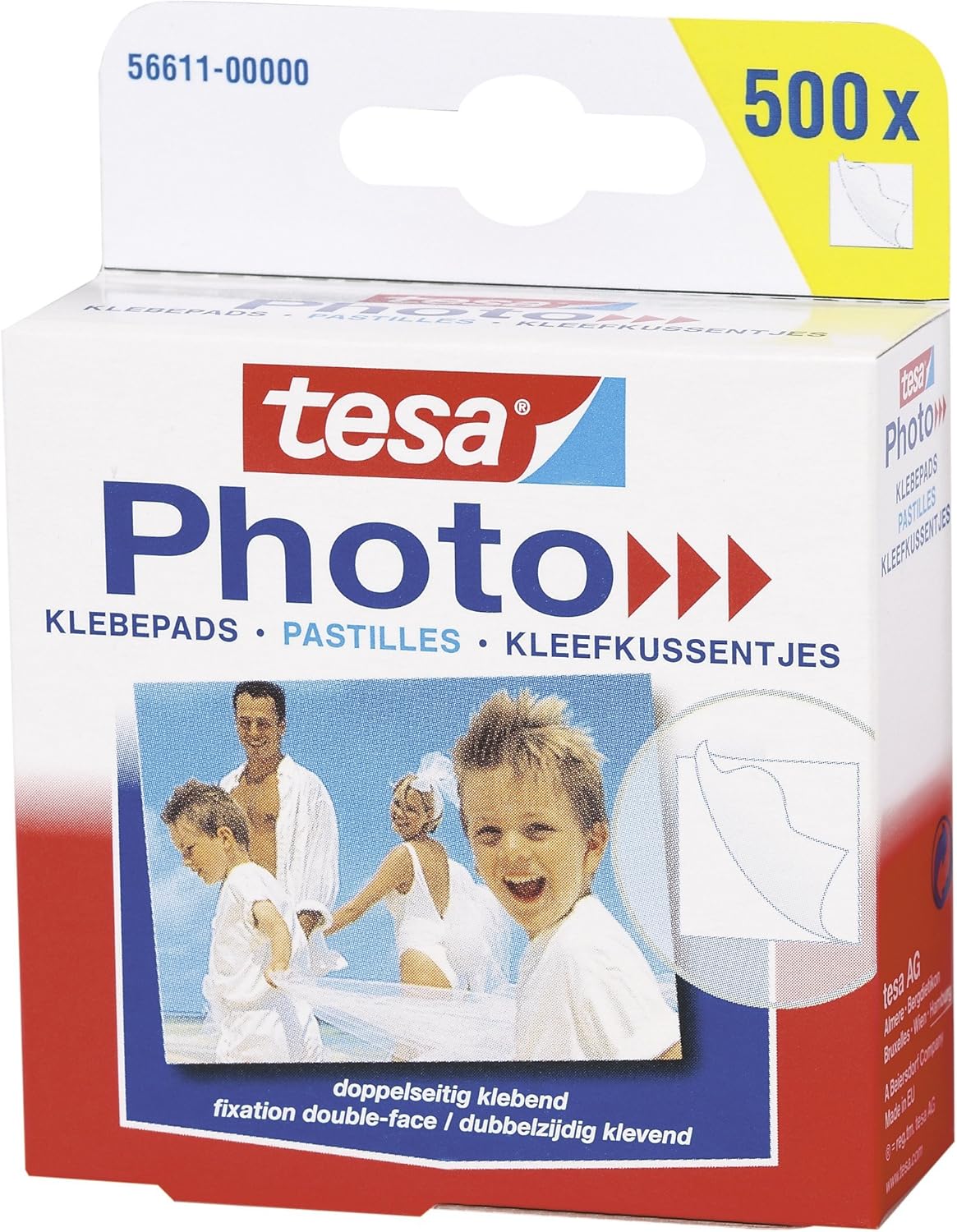 tesa® Photo Klebepads, beidseitig klebend zur Erstellung eines Fotobuches, Big Pack mit 500 Stück