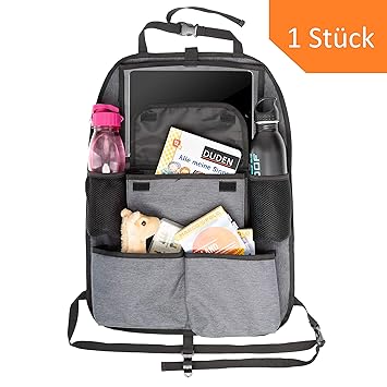 TIMARO Kickmatte Auto | Rücksitz Organizer | Rückenlehnenschoner | iPad-Tabletfach für Kinder | geräumige Rücksitztasche