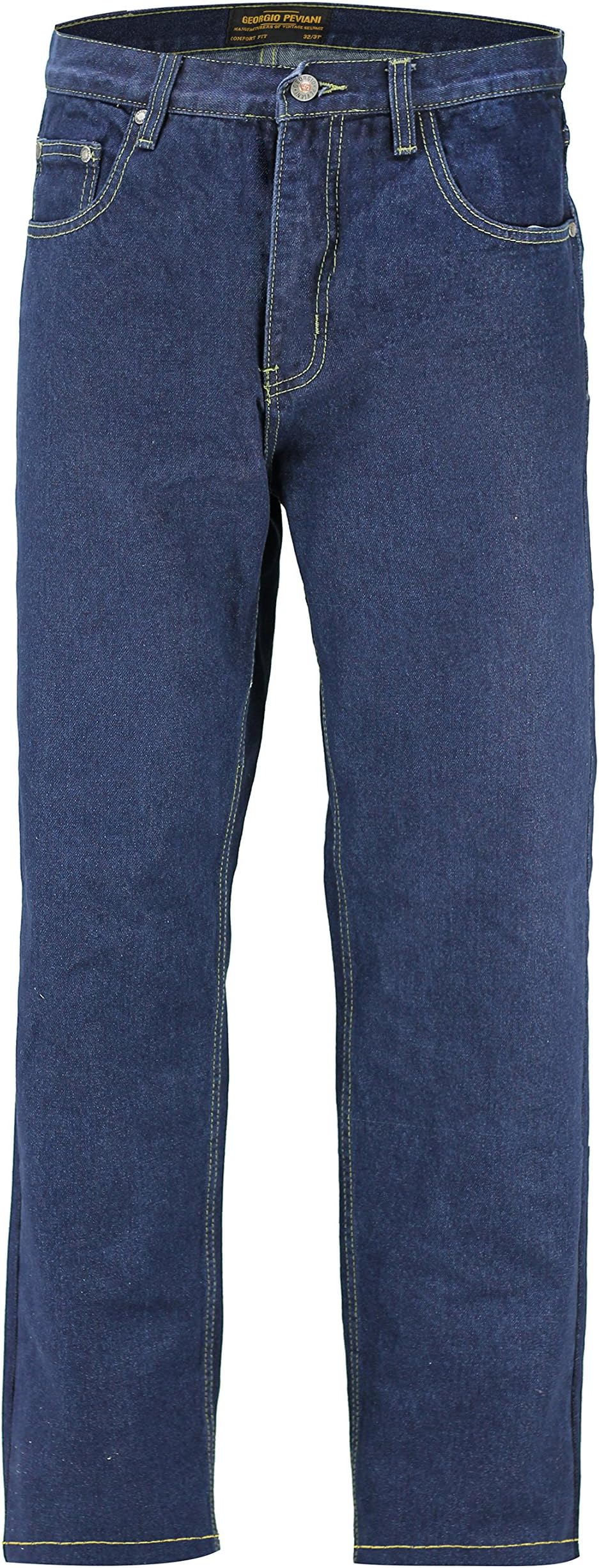 Georgio PevianiMens Comfort Fit Jeans Vintage 5 Pocket Regular Denim Trousers – 5 Colours [Stonewash,Waist 42", Inside Leg 31" R]