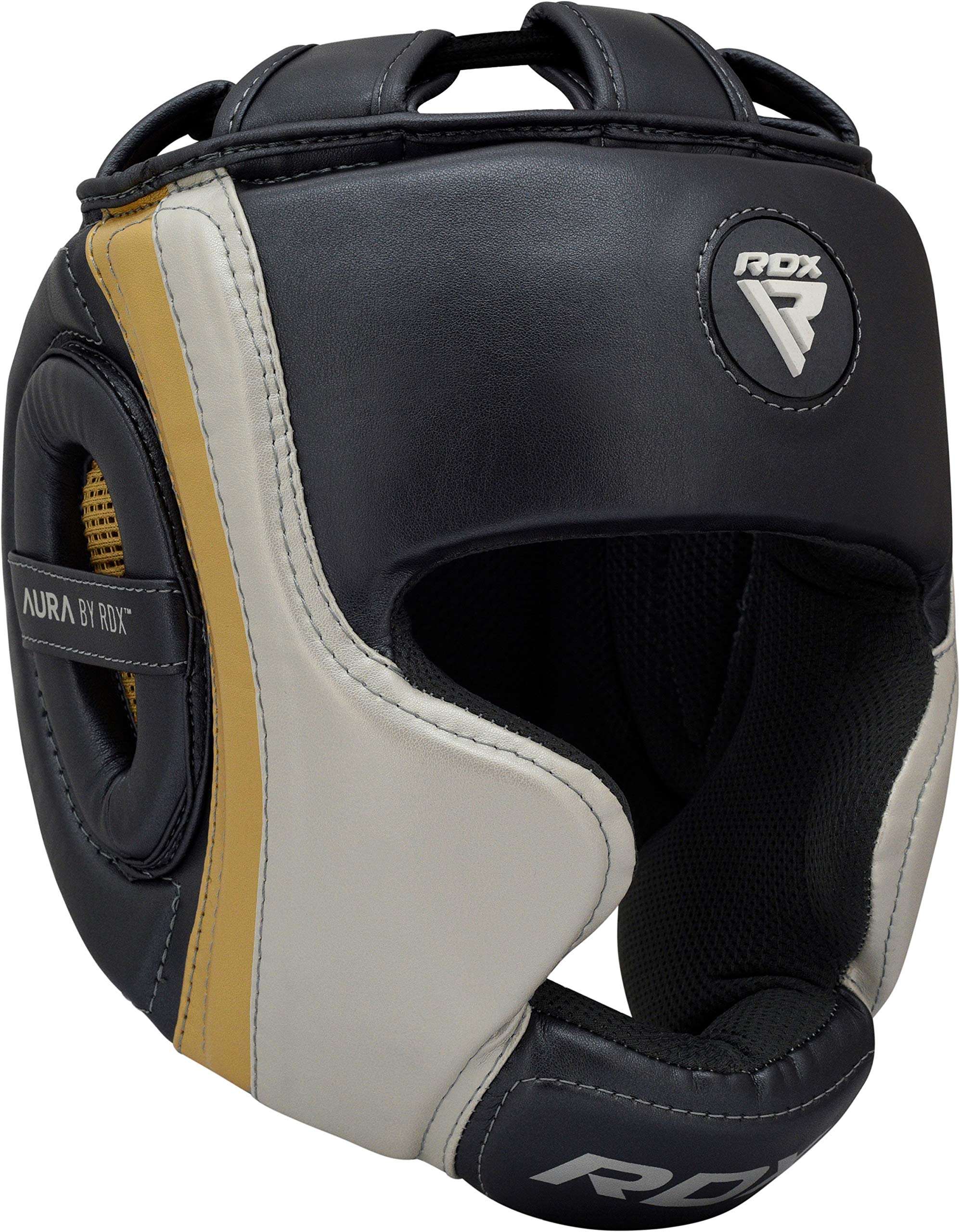 RDX Headguard for Boxing, MMA Training, Maya Hide Leather Padded Headgear for Face, Cheeks and Ear Protection, Head Guard for Grappling, Martial Arts, Kickboxing, Karate, BJJ, Muay Thai, Taekwondo