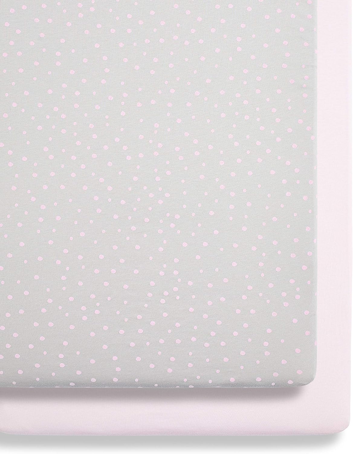 Snüz Bedside Crib Fitted Sheets, Rose Spot, Pink/Grey, 280 g