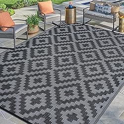 SAND MINE Waterproof Outdoor Rug 9x12 ft, Plastic