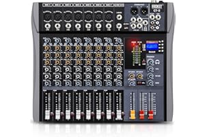 Froket Audio Mixer Professional DJ Mixer Reverb Console 8 Channel Audio Mixer Interface USB Bluetooth MP3 Input 48V Phantom P