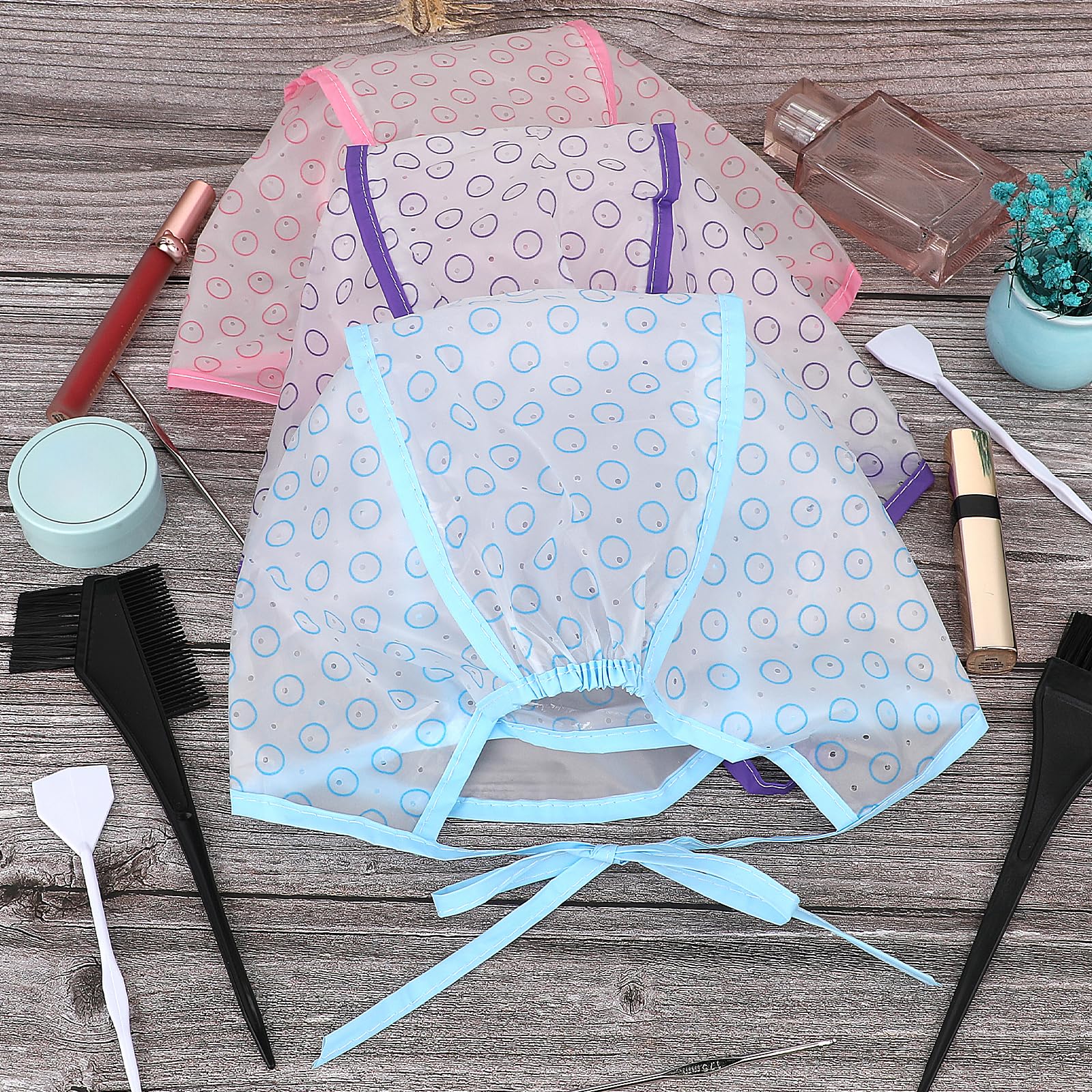 Bewudy 3 Pcs Hair Highlighting Caps, Highlighting Kit, Highlight Cap with Hooks, Highlight Hair Coloring Frosting Dye Kit for Salon Hair Dyeing Hairdressing