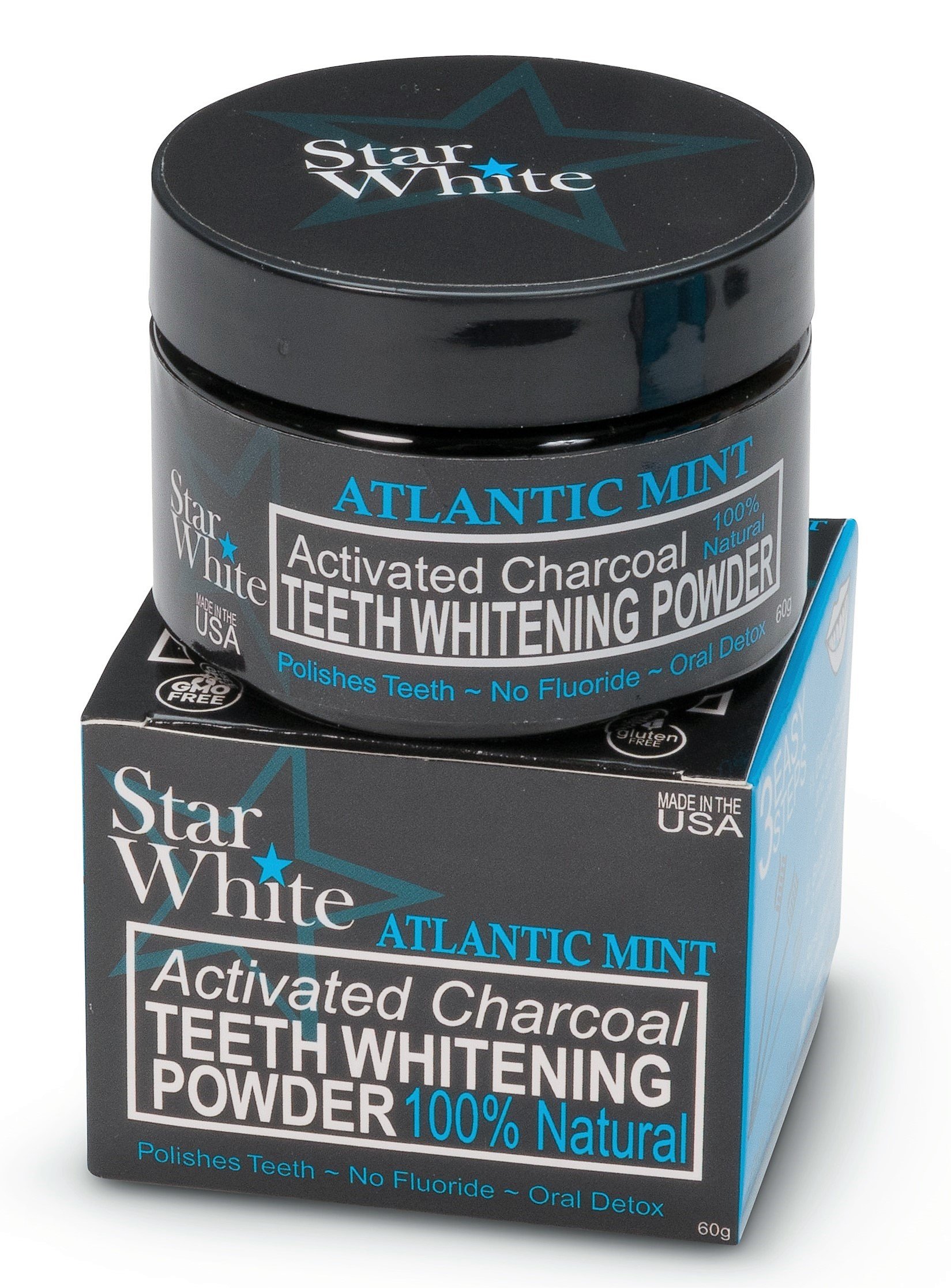Activated Coconut Charcoal 100% Natural Teeth Whitening Powder Spearmint Flavour by Star White | Polishes Teeth | No Flouride | Manufactured in The USA |
