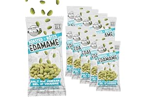 Far Field Crunchy Edamame - Salt & Vinegar, 10 bags x 26g, 11g Protein per Serving, Roasted Edamame Healthy High Protein Snac