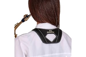 HENGULUS CIELmusic Premium DIAMOND Adjustable Saxophone Neck Strap,Soft Natural Leather,Black