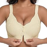 IWOLLENCE Womens Front Snap Closure Daisy Bras Soft Seamless Wireless Lace Bralettes Comfort Full Coverage Bra