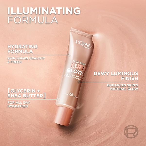 L’OREAL PARIS MAKEUP TRUE MATCH LUMI GLOTION, NATURAL GLOW ENHANCER, ILLUMINATOR HIGHLIGHTER, BRONZING DROPS FOR A SUN-KISSED GLOW, 901 FAIR