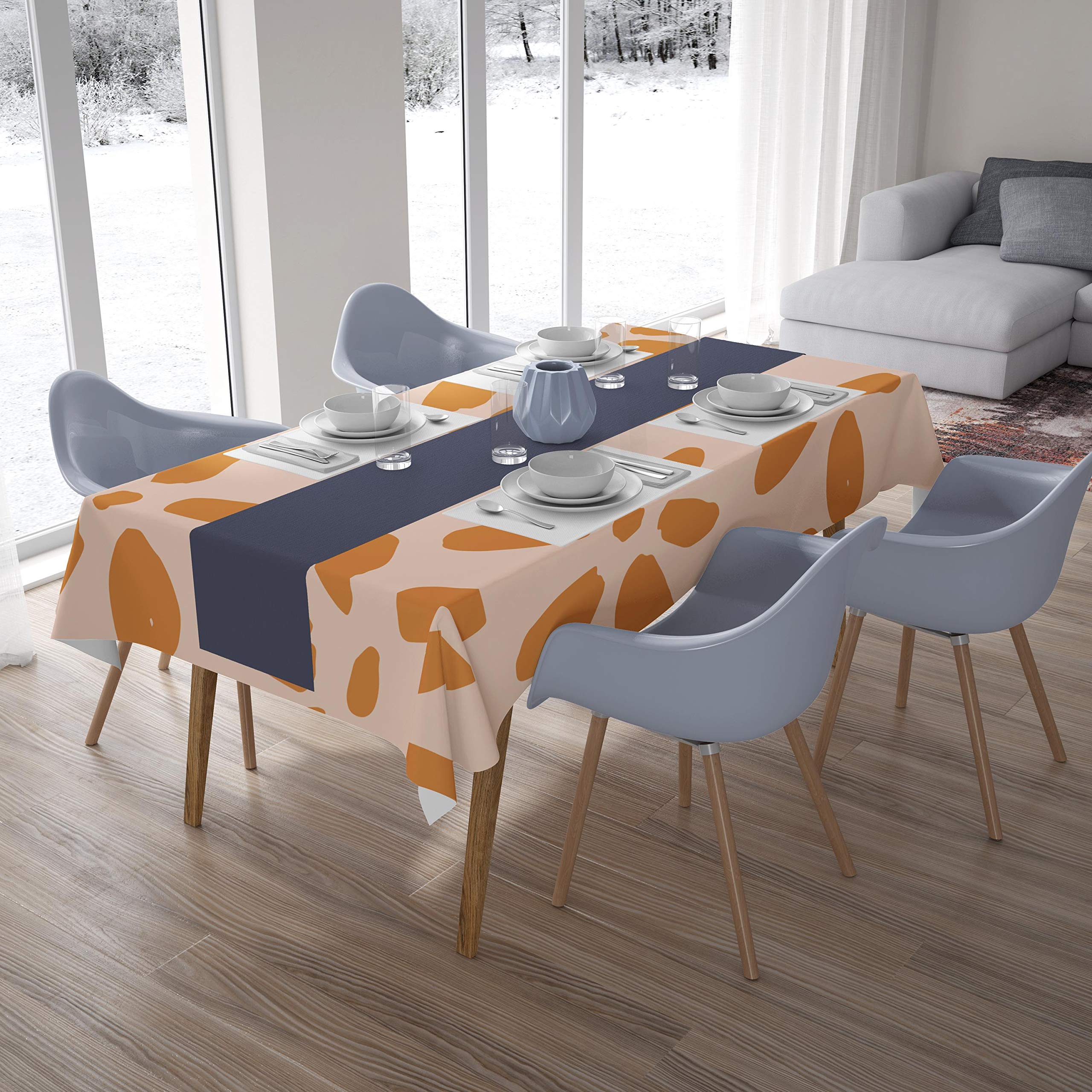 Bonamaison Kitchen Decoration, Tablecloth, Orange, Off White, 140 x 200 Cm - Designed and Manufactured in Turkey