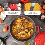 nuovva Non-Stick Aluminium Pot with Lid 4L 24cm Red Dutch Oven view 8