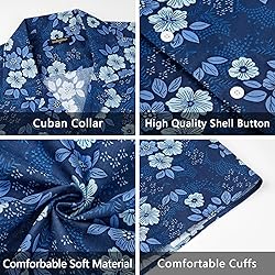 HISDERN Hawaiian Floral Shirt Short Sleeve Button