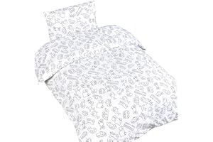 J-pinno Cars Airplane Ships Vehicle Boys Girls Cartoon Duvet Cover + Pillowcase Set, Zipper Closure, 100% Cotton, for Kids Crib Toddler Bedding Decoration Gift (Crib 47" X 59", Transport)