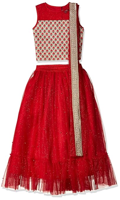 Girl's Synthetic A Lehenga Choli