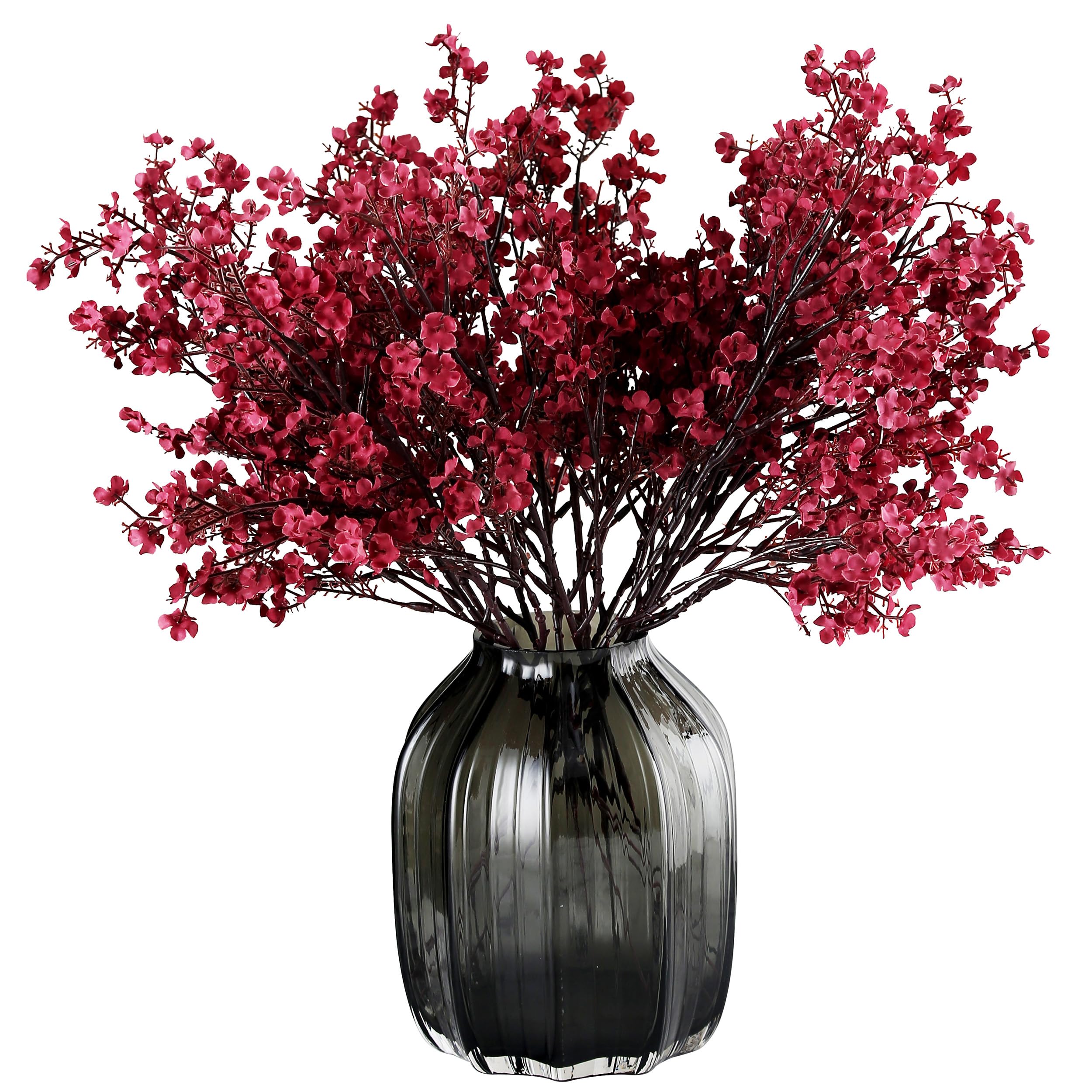 JAKY-Global Babys Breath Silk Artificial Flowers Bulk 12pcs for Fall Decor Fake Flower Bouquet Bulk for Home Kitchen Indoor Bouquet Floral Arrangement Table Centerpieces Party Decor(Dark Red 12pcs)