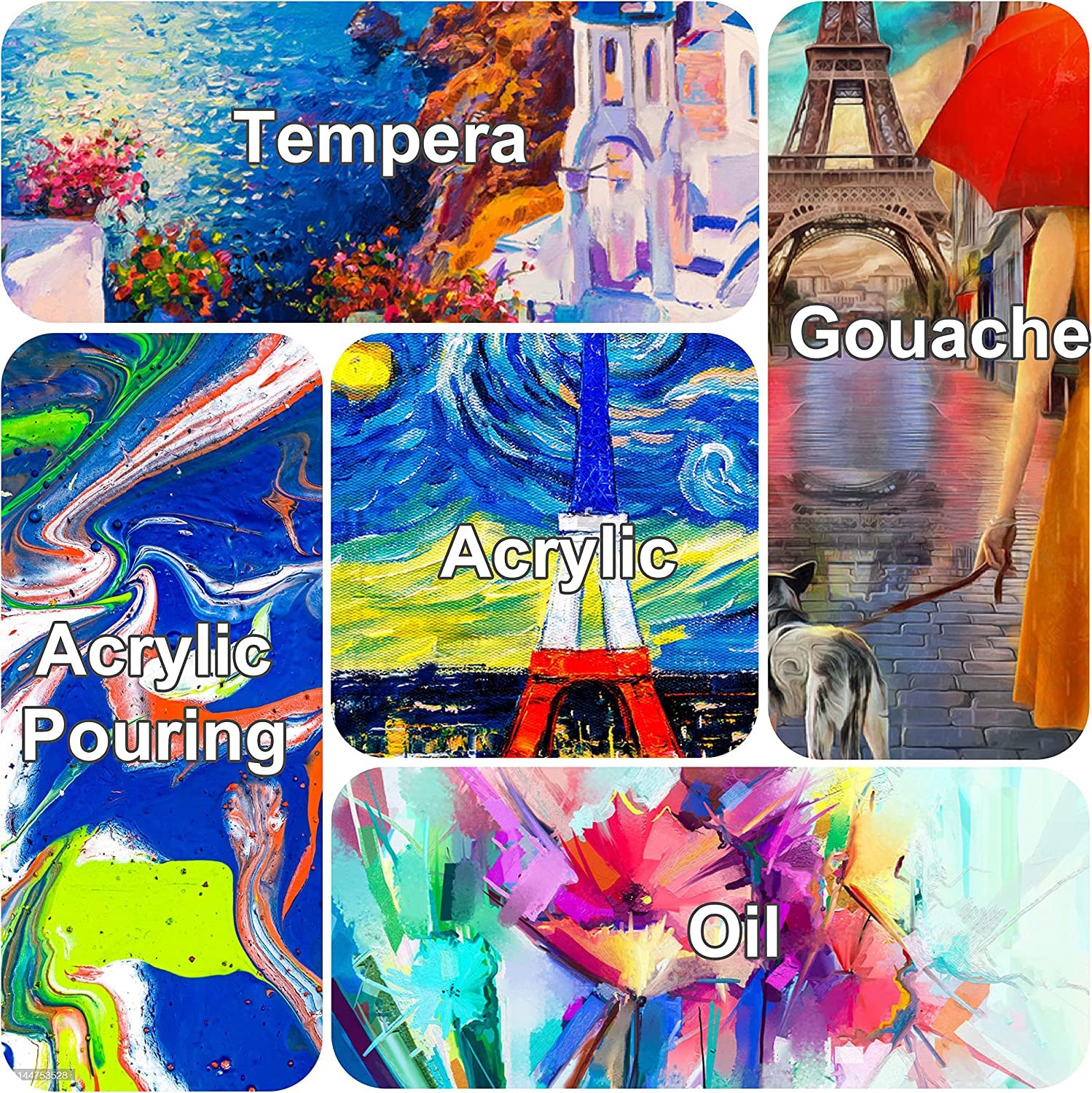 Stretched Canvases for Painting 6x6 Inch 7-Pack, 10 oz Triple Primed Acid-Free 100% Cotton Blank Canvas, Square Canvas for Oil Paint Acrylics Pouring & Wet Art Media, Pour Painting