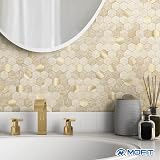 M MOFIT Hexagon 3D Marble Metal Peel Stick Wall Tile Splashback Beige 5 Sheets view 3