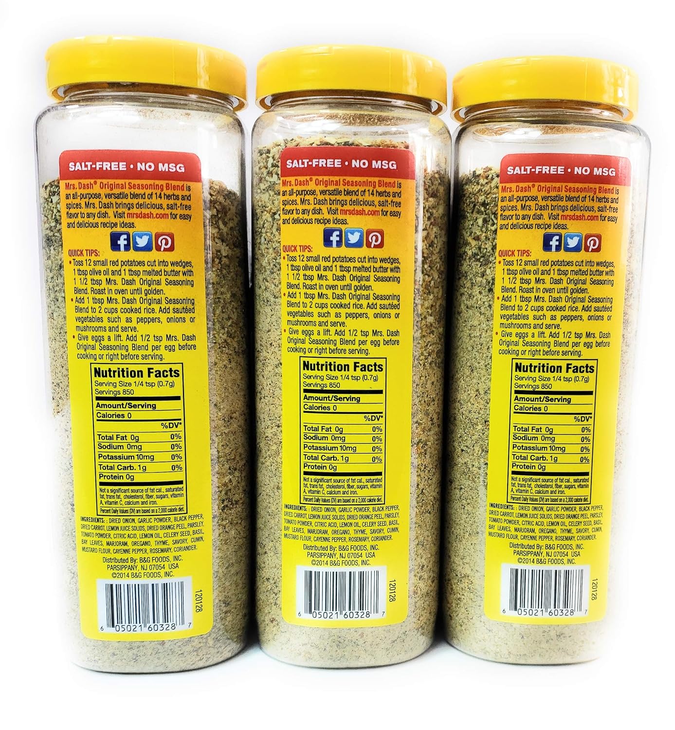 PACK OF 3 - Mrs Dash Salt-Free Original Seasoning Blend, 21 oz : Grocery & Gourmet Food