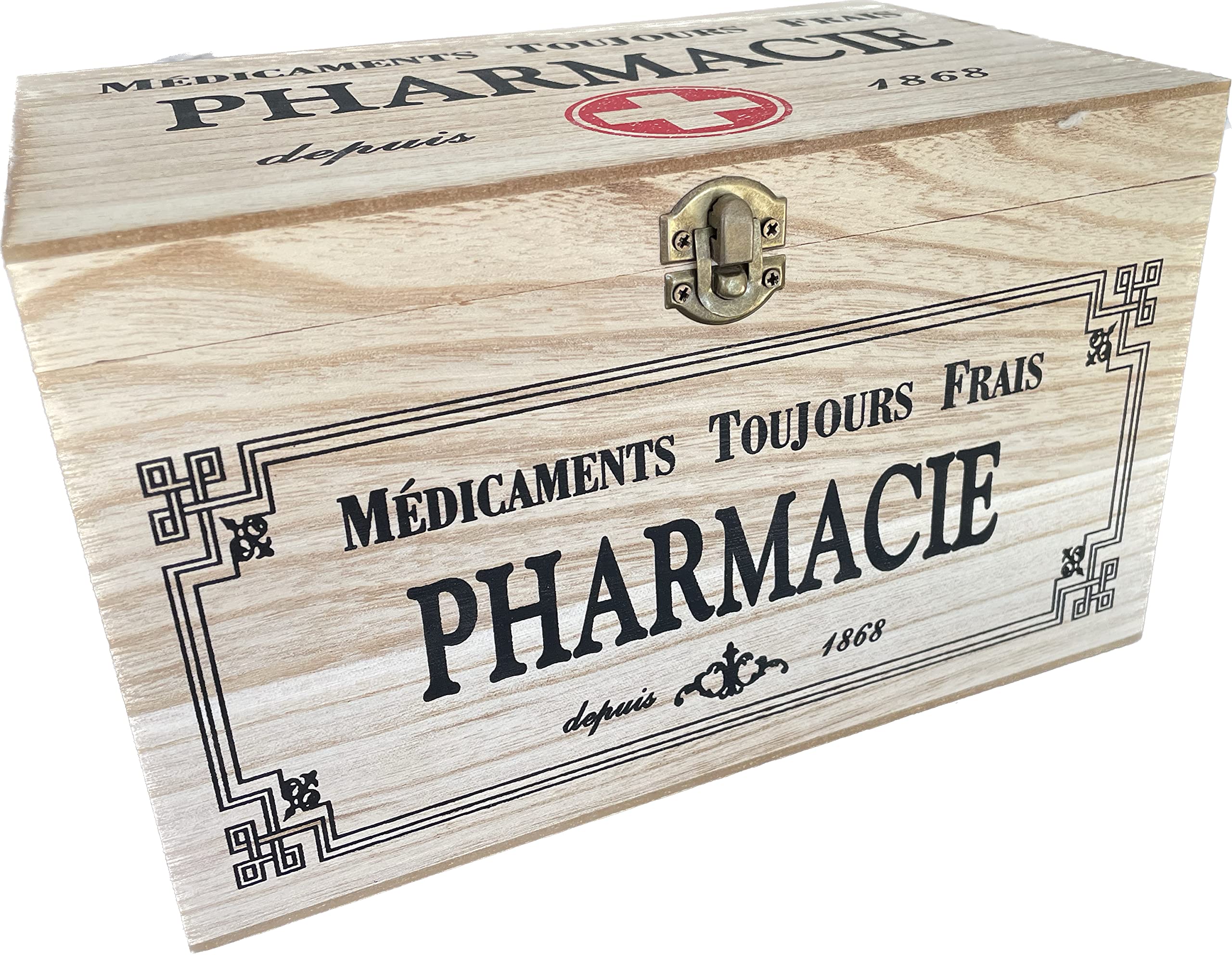 khevga Storage Box with Lid: Wooden Box Medication Decoration, 25 x 15 x 15 cm