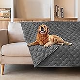 gogobunny 3X Stronger Waterproof Pet Blanket, Scratch Proof Furniture Protector for Dogs Cats, Reversible Cover 82x82 Inch, Dark Grey