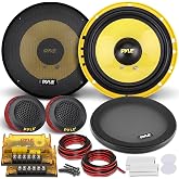 Pyle 2 Way Custom Component Speaker System - 6.5&rdquo; 400 Watt, with Electroplated Plastic Basket, Butyl Rubber Surround &amp; 40 Oz Magnet Structure - Wire Installation Hardware Set Included - PLG6C, Yellow