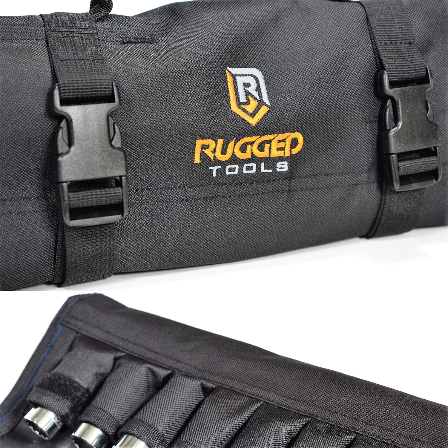 32 Pocket Tool Roll Organizer - Wrench Organizer & Tool Pouch - Wrench Roll Includes Pouches for 10 Sockets - Roll Up Tool Bag for Electrician, HVAC, Plumber, Carpenter or Mechanic - from Rugged Tool: Sports & Outdoors